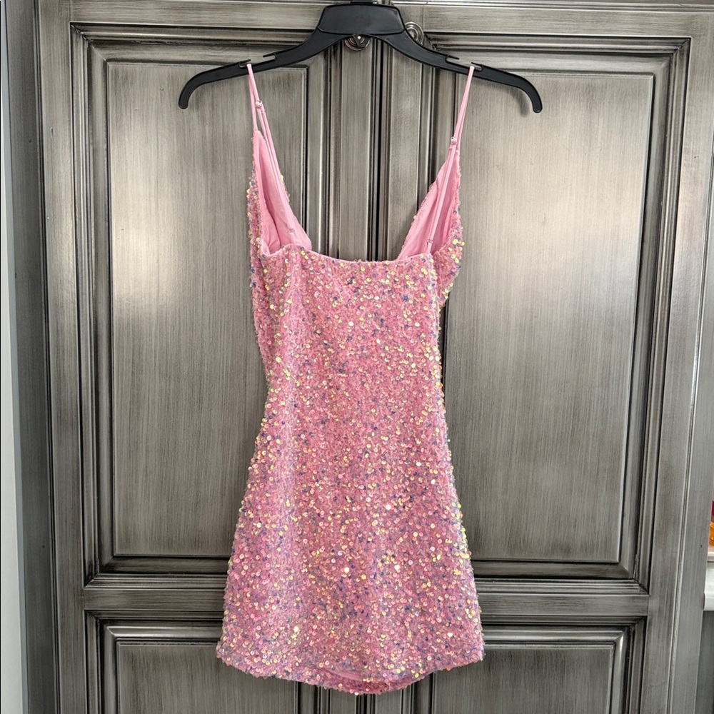 Lucy in the Sky Pink Sequin Mini Dress - Picture 3 of 9